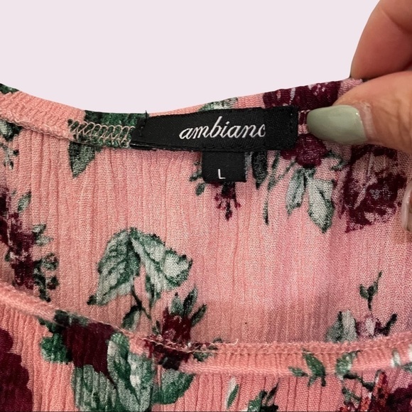 Ambiance 3/4 Sleeve Floral Romper Shorts - Size L - Picture 4 of 6